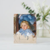 Mädchen in einem blauen Bonnet, Mary Cassatt Postkarte (Stehend Vorderseite)