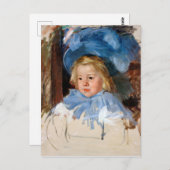 Mädchen in einem blauen Bonnet, Mary Cassatt Postkarte (Vorne/Hinten)