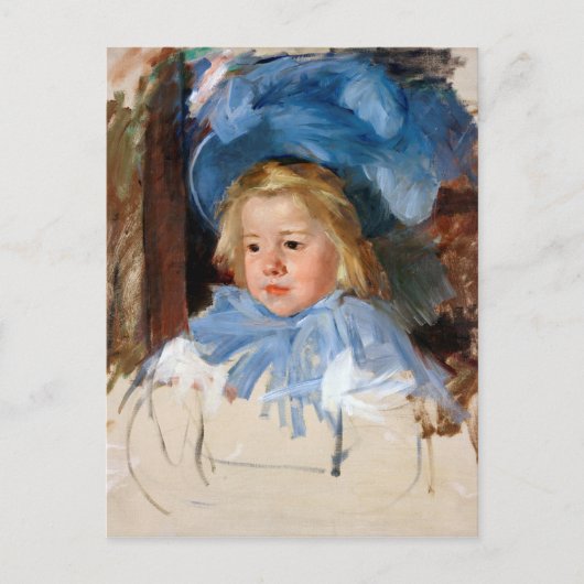 Mädchen in einem blauen Bonnet, Mary Cassatt Postkarte (Vorderseite)