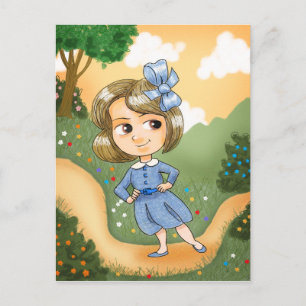 Mädchen in einem blauen Kleid Postkarte