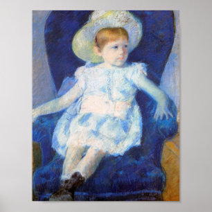 Mädchen in einem blauen Stuhl, Mary Cassatt Poster