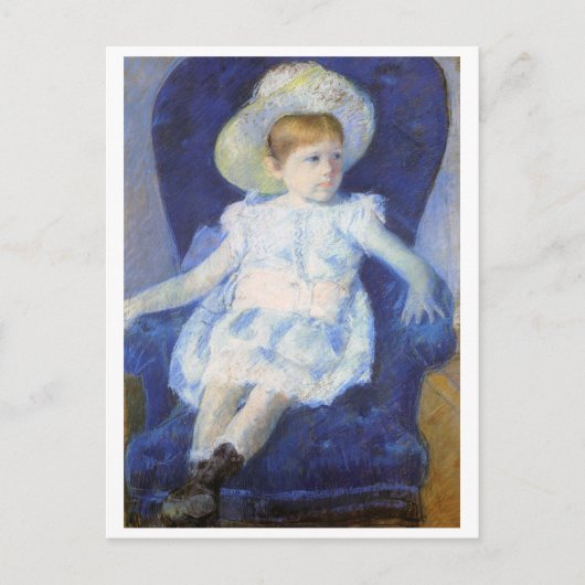 Mädchen in einem blauen Stuhl, Mary Cassatt Postkarte (Vorderseite)