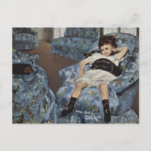 Mädchen in einem blauen Stuhl, Mary Cassatt Postkarte (Vorderseite)