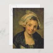 Mädchen in einem Bonnet, 1760er Postkarte (Vorne/Hinten)