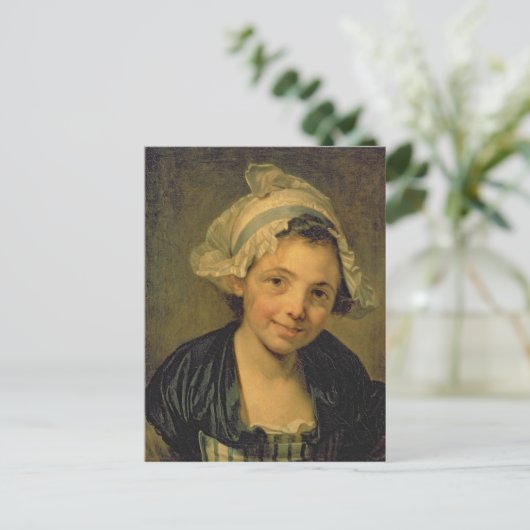 Mädchen in einem Bonnet, 1760er Postkarte (Stehend Vorderseite)