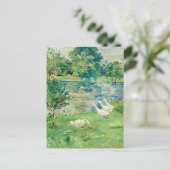 Mädchen in einem Boot mit Gänsen von Berthe Moriso Postkarte (Stehend Vorderseite)