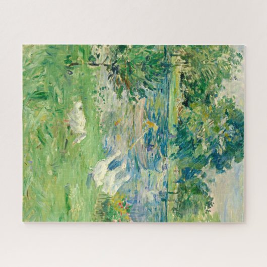 Mädchen in einem Boot mit Gänsen von Berthe Moriso Puzzle (Horizontal)