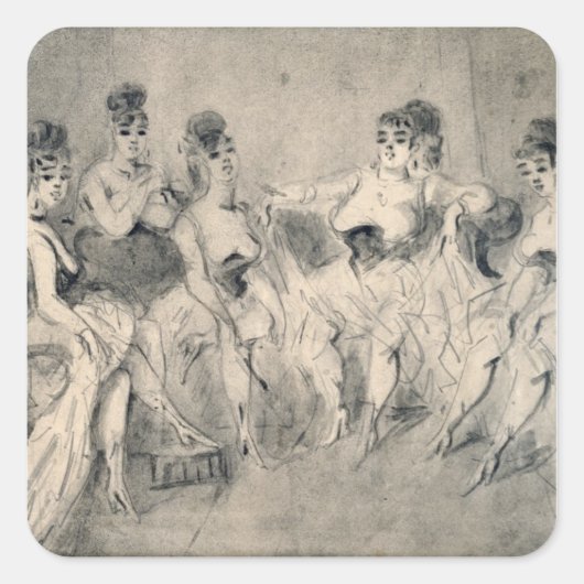 Mädchen in einem Bordello Quadratischer Aufkleber (Vorderseite)