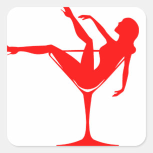 Mädchen in einem Cocktail-Glas Quadratischer Aufkleber