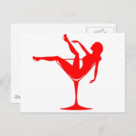 Mädchen in einem Cocktailglas Postkarte (Vorne/Hinten)