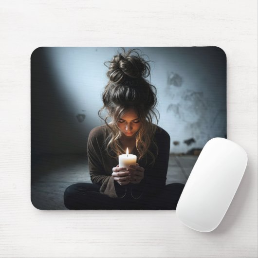Mädchen in einem dunklen Raum Mousepad (Mit Mouse)
