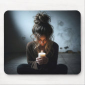 Mädchen in einem dunklen Raum Mousepad (Vorne)