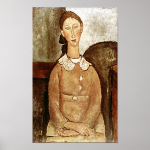 Mädchen in einem gelben Kleid, Modigliani Poster