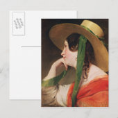 Mädchen in einem gelben Strohhut, Postkarte (Vorne/Hinten)