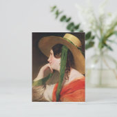 Mädchen in einem gelben Strohhut, Postkarte (Stehend Vorderseite)