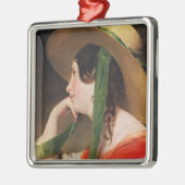 Mädchen in einem gelben Strohhut, Silbernes Ornament (Links)