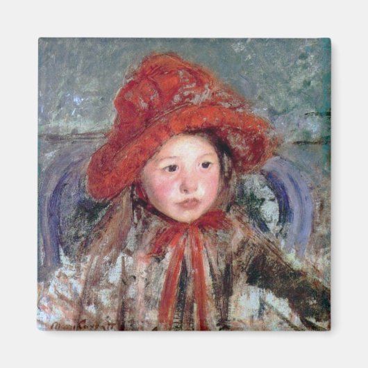 Mädchen in einem großen Red Hat, Mary Cassatt Magnet (Vorne)