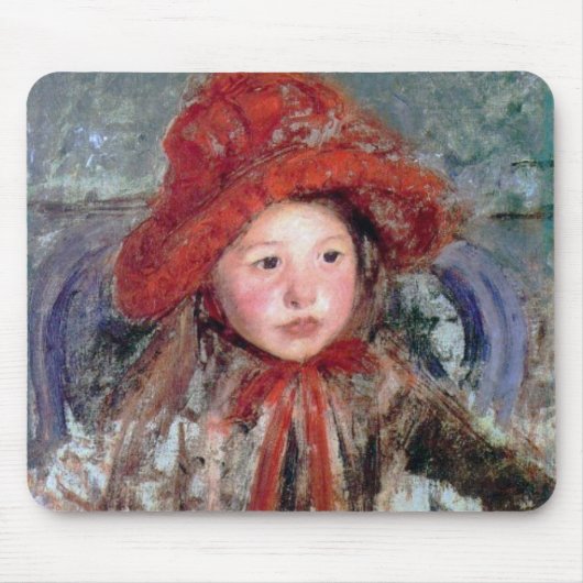 Mädchen in einem großen Red Hat, Mary Cassatt Mousepad (Vorne)