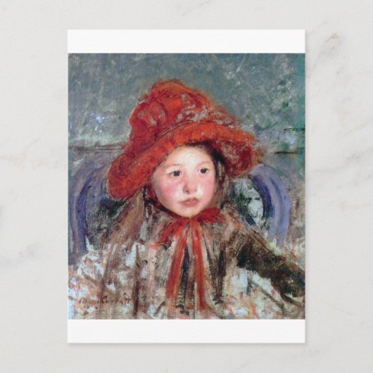 Mädchen in einem großen Red Hat, Mary Cassatt Postkarte (Vorderseite)