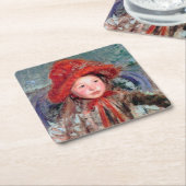Mädchen in einem großen Red Hat, Mary Cassatt Rechteckiger Pappuntersetzer (angewinkelt)