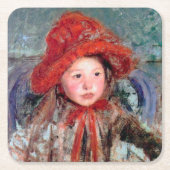 Mädchen in einem großen Red Hat, Mary Cassatt Rechteckiger Pappuntersetzer (Vorderseite)