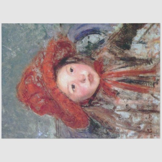Mädchen in einem großen Red Hat, Mary Cassatt Seidenpapier (Vorderseite)