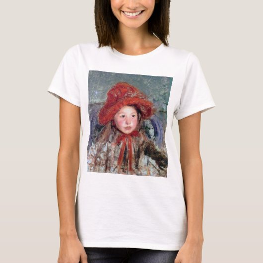 Mädchen in einem großen Red Hat, Mary Cassatt T-Shirt (Vorderseite)