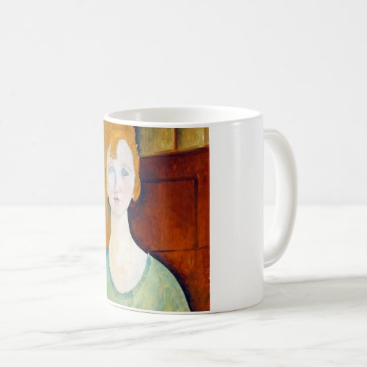 Mädchen in einem grünen Blut, Modigliani Kaffeetasse (VorderseiteRechts)