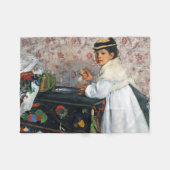 Mädchen in einem Hut, Edgar Degas Fleecedecke (Vorderseite (Horizontal))