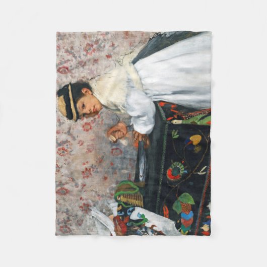 Mädchen in einem Hut, Edgar Degas Fleecedecke (Vorderseite)