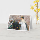 Mädchen in einem Hut, Edgar Degas Karte (Gelbe Blume)