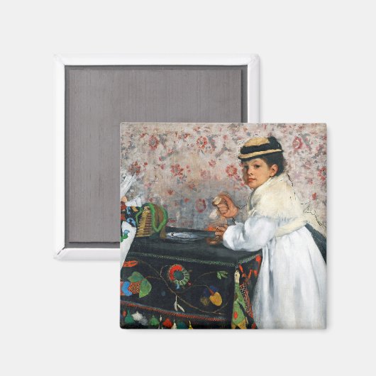 Mädchen in einem Hut, Edgar Degas Magnet (Vorderseite/Rückseite)