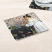 Mädchen in einem Hut, Edgar Degas Rechteckiger Pappuntersetzer (angewinkelt)