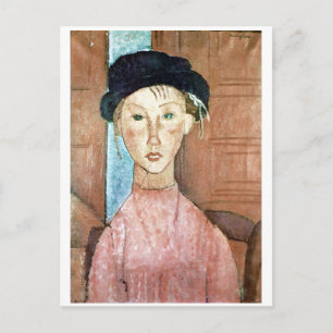 Mädchen in einem Hut, Modigliani Postkarte