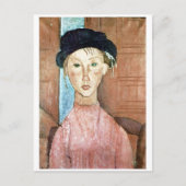 Mädchen in einem Hut, Modigliani Postkarte (Vorderseite)