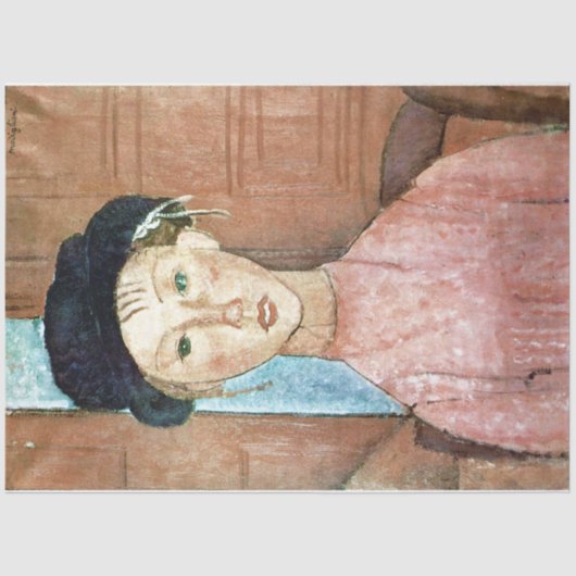 Mädchen in einem Hut, Modigliani Seidenpapier (Vorderseite)