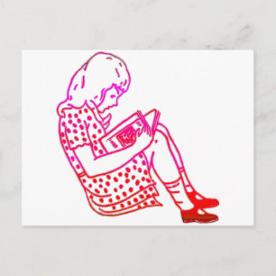 Mädchen in einem Kleid, lesen Postkarte