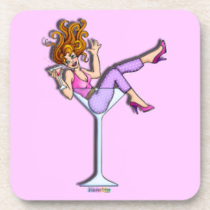 Mädchen in einem Martini-Glas 1 - Rot - Untersetze Getränkeuntersetzer
