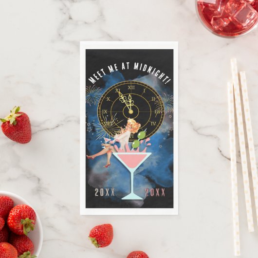 Mädchen in einem Martini-Glas Neujahr Serviette (Beispiel)