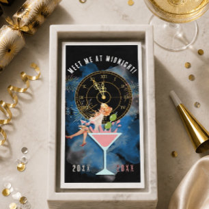 Mädchen in einem Martini-Glas Neujahr Serviette