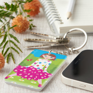 Mädchen in einem Park-Schlüsselanhänger Schlüsselanhänger