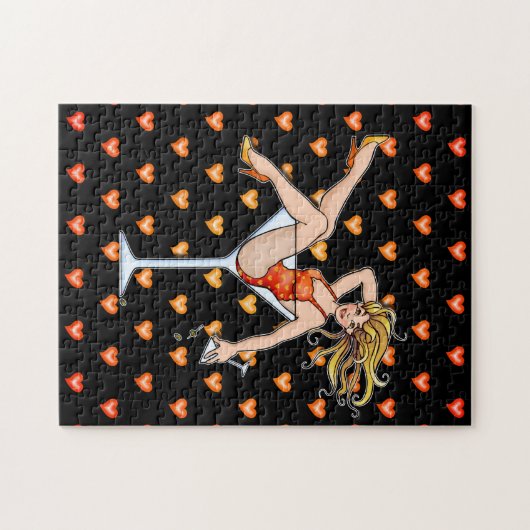 MÄDCHEN IN EINEM PUZZLESPIEL MARTINI-GLAS-(2) oder Puzzle (Horizontal)