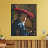 Mädchen in einem Red Hat Vermeer Leinwanddruck (Insitu (Wohnzimmer))