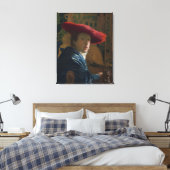 Mädchen in einem Red Hat Vermeer Leinwanddruck (Insitu (Schlafzimmer))