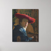Mädchen in einem Red Hat Vermeer Leinwanddruck (Vorderseite)