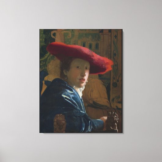 Mädchen in einem Red Hat Vermeer Leinwanddruck (Vorderseite)