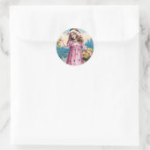 Mädchen in einem rosa Kleid Runder Aufkleber (Tasche)