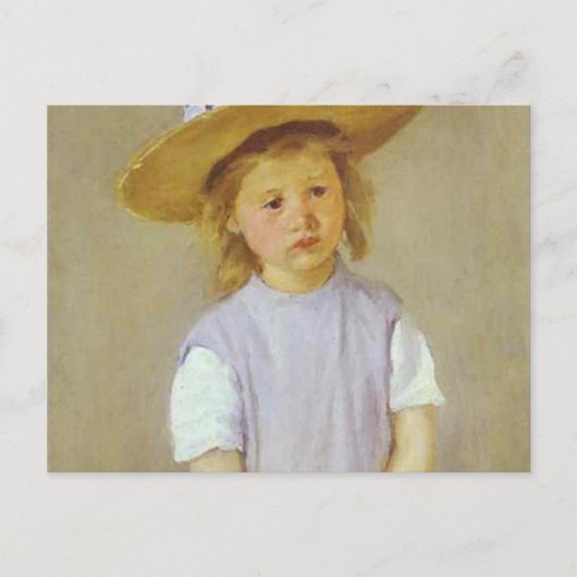 Mädchen in einem Strohhut, Mary Cassatt Postkarte (Vorderseite)