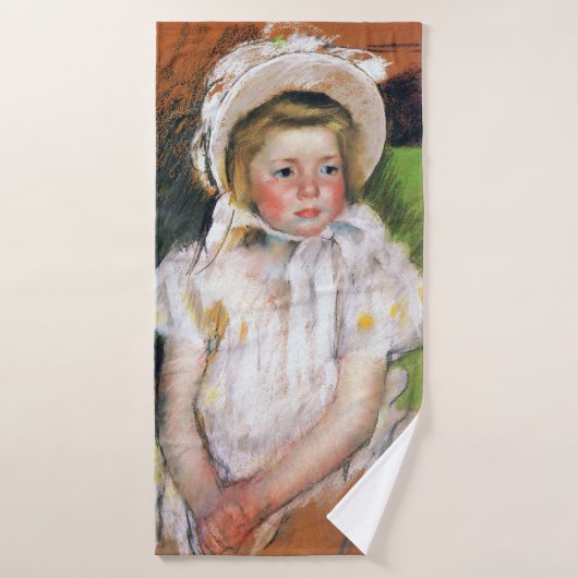 Mädchen in einem weißen Bonnet, Mary Cassatt Badehandtuch (Badehandtuch)