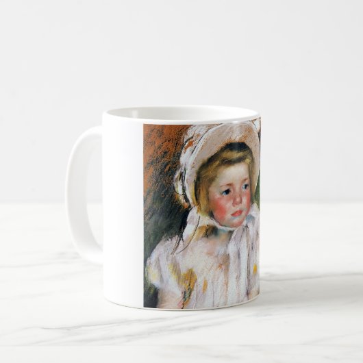 Mädchen in einem weißen Bonnet, Mary Cassatt Kaffeetasse (Vorderseite Links)